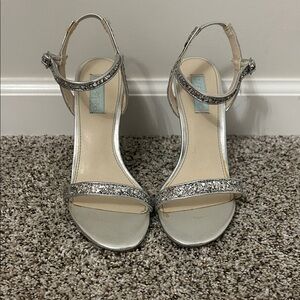 Blue by Betsey Johnson Sparkling Silver Heels